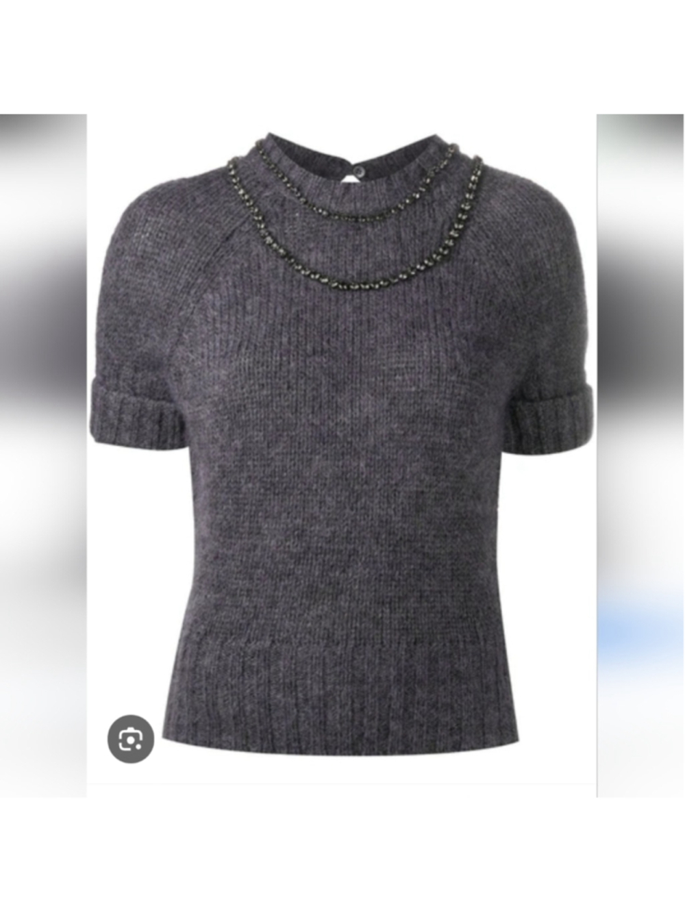 Nº21 Bead-embellished Short-sleeve Jumper In Grey size M (42) in EUC